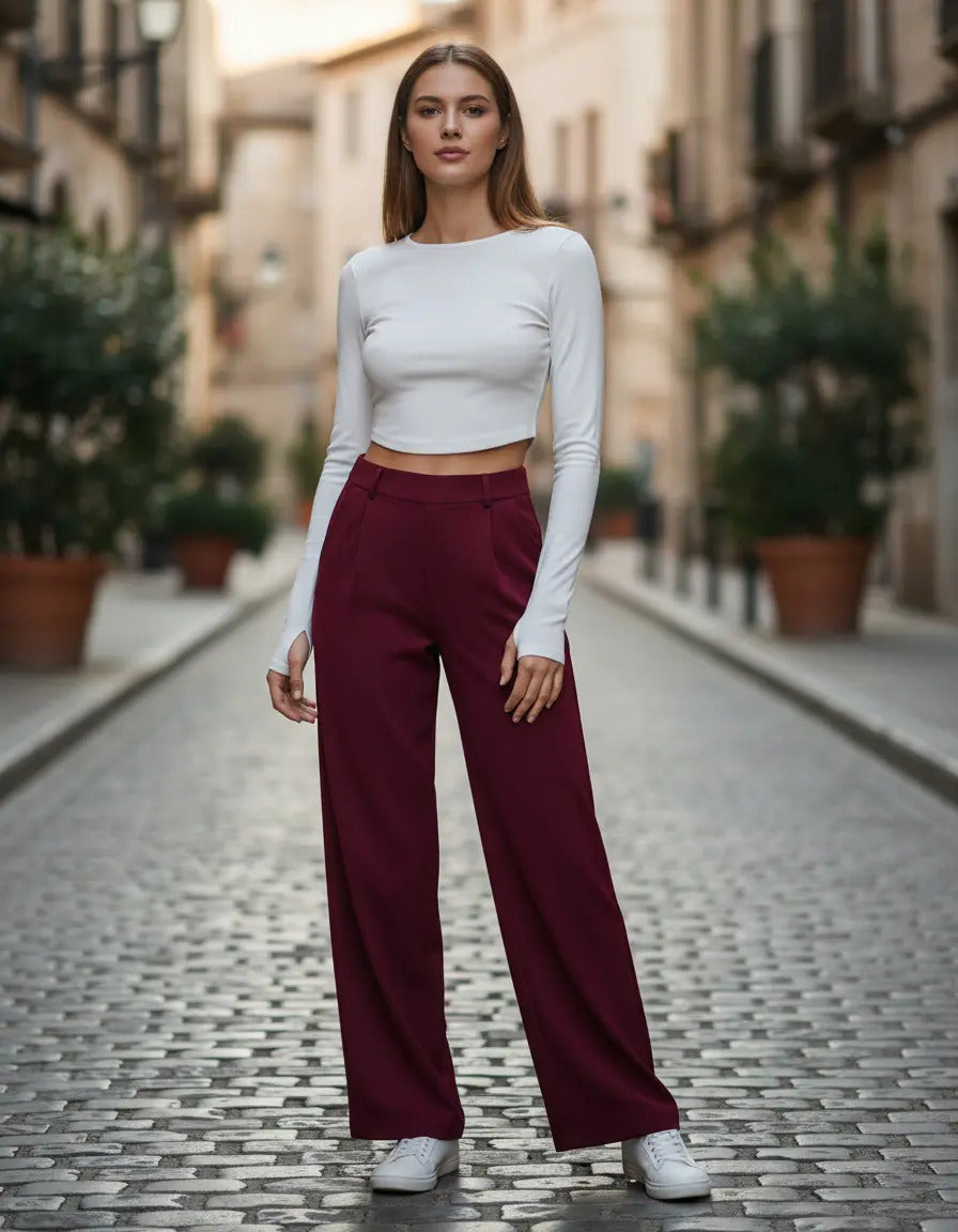 Pantalon Recto De Moda Maria Bela Modelo Tiel