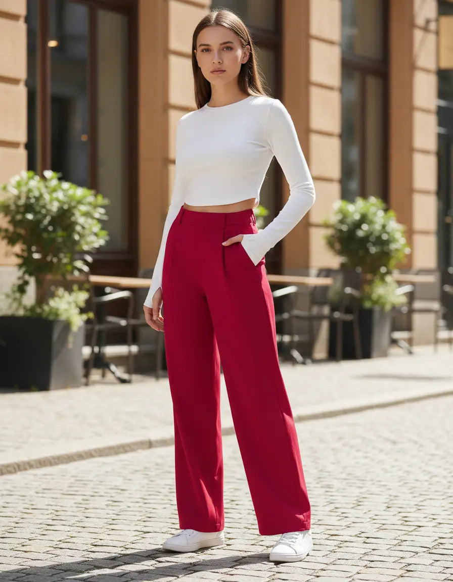 Pantalon Recto De Moda Maria Bela Modelo Tiel