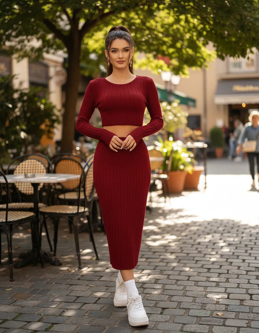 Conjunto Falda Y Top Casual Marca Maria Bela Modelo Hamilton